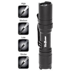 MiniTac MT210 Tactical Flashlight 4-inch water resistant aluminum body, .6-inch diameter, tail switch, 120-55-30lm white LED