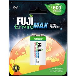 Fuji EnviroMax 9 Volt Batteries, 4600BP1 and 4600MP6, Case qtys 48 to 288 cells. Use in low, medium and high drain electronics.