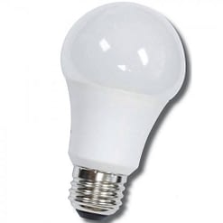 12-LEDA19-9W-D standard shape 9W LED dimmable light bulb. Edison E-26 medium screw base fits standard socket.