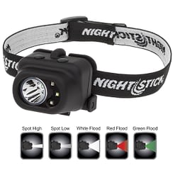 NSP-4610B Multi-function Headlamp with white LED spotlight plus white, red, green LED floodlight, Dual Light operation.