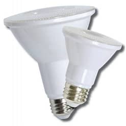12-LEDPAR30-9W-D PAR shape 9W LED dimmable light bulb. Edison E-26 medium screw base fits standard socket.