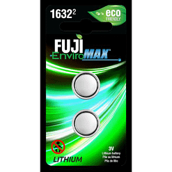 Fuji Battery CR1632, Two-coin size Li-Ion cells in blister packaging