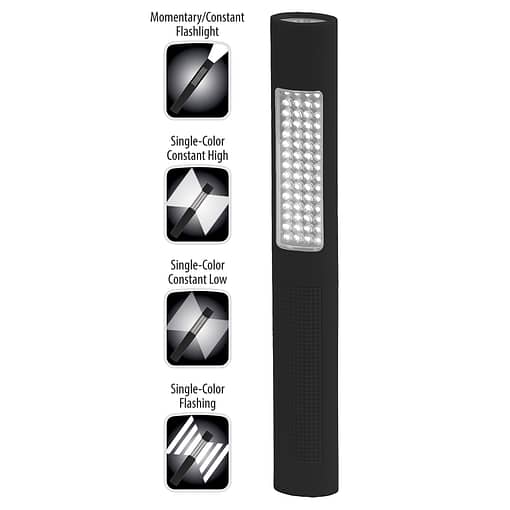 NSP-1166 Safety Light 11-inch polymer LED flashlight, white spotlight, white floodlight with high-low strobe. Dual operation.